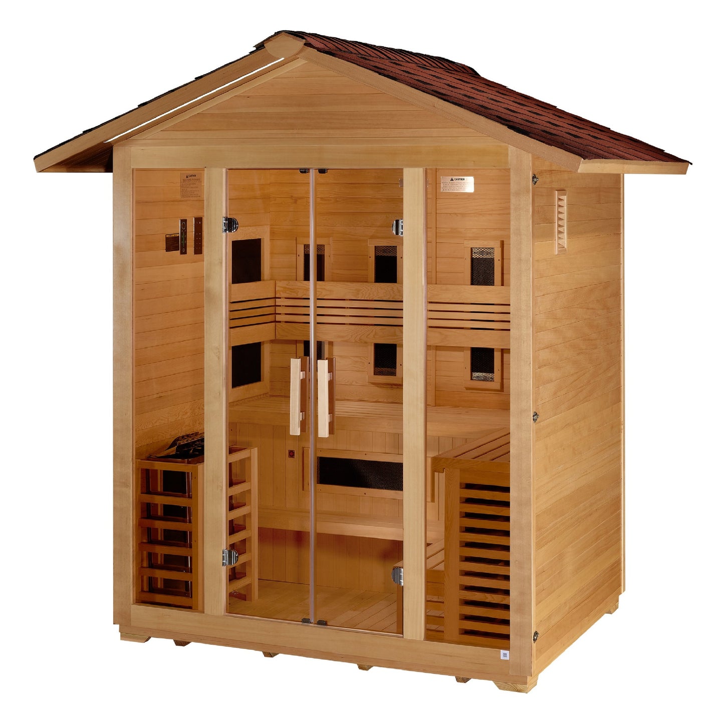 Golden Designs "Gargellen" 5 Person Hybrid (PureTech™ Full Spectrum IR or Traditional Stove) Outdoor Sauna (GDI-8125-01)