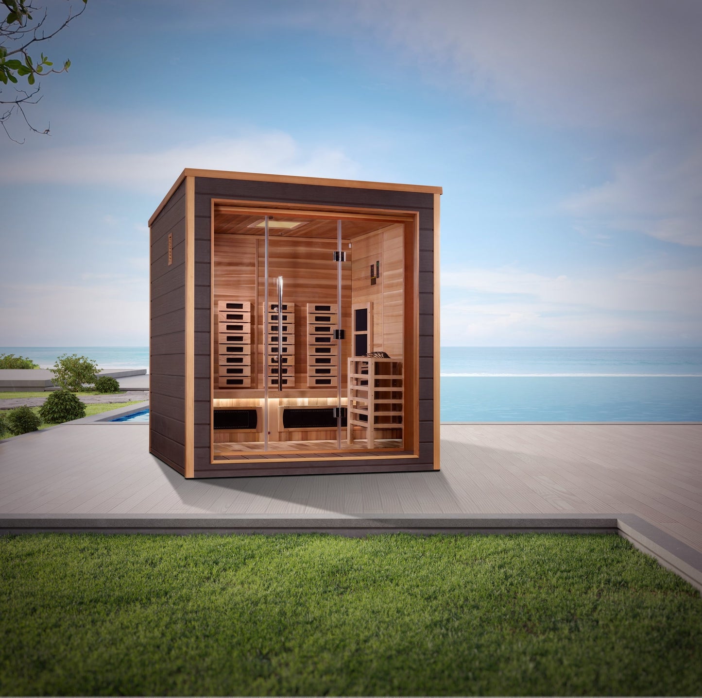 Golden Designs "Visby" 3 Person Outdoor-Indoor PureTech™ Hybrid Full Spectrum Sauna (GDI-8223-01)