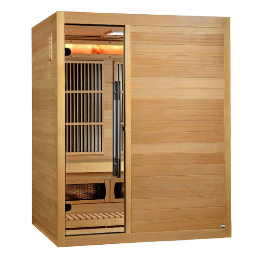 2025 Golden Designs "Soria" 3 Person Hybrid Sauna (Indoor) Full Spectrum and Harvia Traditional Stove (GDI-8330-01)