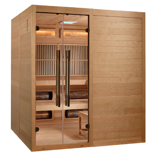 2025 Golden Designs "Toledo" 6 Person Hybrid Sauna (Indoor) Full Spectrum and Harvia Traditional Stove (GDI-8360-01)
