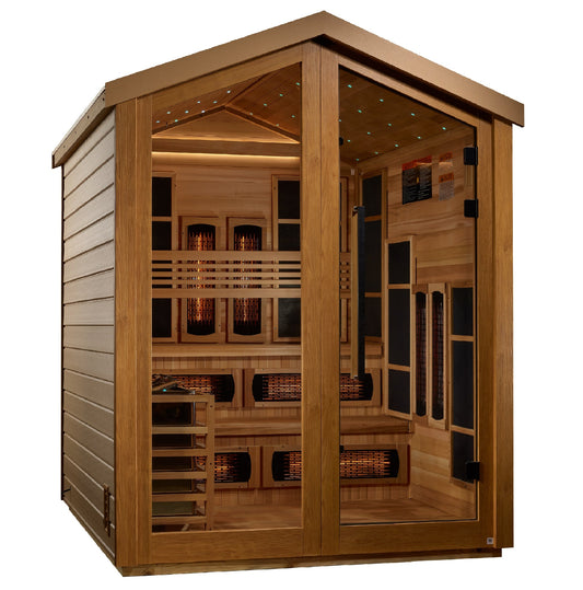 Golden Designs "Kaskinen" 6 Person Barn Hybrid (PureTech™ Full Spectrum IR or Traditional Stove) Outdoor Sauna (GDI-8526-01)
